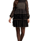 Black Lace Tiered Smocked Chest Bell Mini Dress