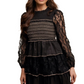 Black Lace Tiered Smocked Chest Bell Mini Dress