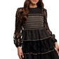 Black Lace Tiered Smocked Chest Bell Mini Dress