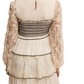 Cream Tiered Mini Dress with Lace Sleeves