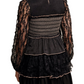 Black Lace Tiered Smocked Chest Bell Mini Dress