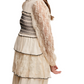 Cream Tiered Mini Dress with Lace Sleeves