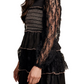 Black Lace Tiered Smocked Chest Bell Mini Dress