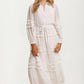 Long Sleeve Ruffle Tiered Maxi Shirt Dress with Tie Waist