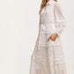 Long Sleeve Ruffle Tiered Maxi Shirt Dress with Tie Waist