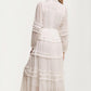 Long Sleeve Ruffle Tiered Maxi Shirt Dress with Tie Waist