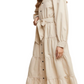 Beige Tiered Belted Bishop Sleeve Maxi Shirt Dress