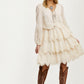 Tiered Lace Dress with Scalloped Hem and Long Sleeves
