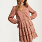 Tiered Lace Dress with Scalloped Hem and Long Sleeves