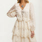 Tiered Lace Dress with Scalloped Hem and Long Sleeves