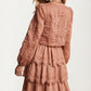 Tiered Lace Dress with Scalloped Hem and Long Sleeves