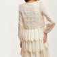 Tiered Lace Dress with Scalloped Hem and Long Sleeves