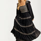 Smocked Bodice Tiered Maxi Dress with Embroidered Trim