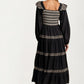 Smocked Bodice Tiered Maxi Dress with Embroidered Trim