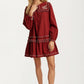 Long Sleeve Mini Dress with Scalloped Trim and Ruffle Detail