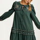 Long Sleeve Mini Dress with Scalloped Trim and Ruffle Detail