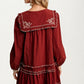 Long Sleeve Mini Dress with Scalloped Trim and Ruffle Detail