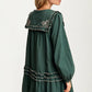 Long Sleeve Mini Dress with Scalloped Trim and Ruffle Detail