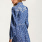 Blue Denim Mini Dress With Western Stitch Detail And Puff Sleeves