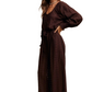 Chocolate Brown Eyelet Wide-Leg Tie Waist Jumpsuit