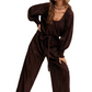 Chocolate Brown Eyelet Wide-Leg Tie Waist Jumpsuit