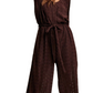 Chocolate Brown Eyelet Wide-Leg Tie Waist Jumpsuit
