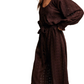 Chocolate Brown Eyelet Wide-Leg Tie Waist Jumpsuit
