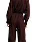 Chocolate Brown Eyelet Wide-Leg Tie Waist Jumpsuit