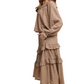 Taupe Eyelet Tiered Skirt & Top Boho Set