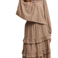 Taupe Eyelet Tiered Skirt & Top Boho Set