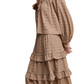 Taupe Eyelet Tiered Skirt & Top Boho Set