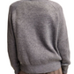Gray Floral Pattern V-Neck Knit Pullover Sweater