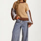 Colorblock Chunky Knit Pullover Sweater with Balloon Sleeves