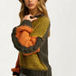 Colorblock Chunky Knit Pullover with Balloon Sleeves