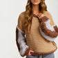 Colorblock Chunky Knit Pullover Sweater with Balloon Sleeves
