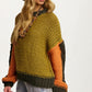 Colorblock Chunky Knit Pullover with Balloon Sleeves