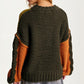 Colorblock Chunky Knit Pullover with Balloon Sleeves