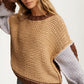Colorblock Chunky Knit Pullover Sweater with Balloon Sleeves