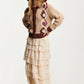 Chunky Knit Cardigan with Floral Crochet Accents