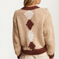 Chunky Knit Cardigan with Floral Crochet Accents