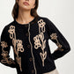 Floral Embroidered Button Front Cardigan Sweater