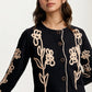 Floral Embroidered Button Front Cardigan Sweater