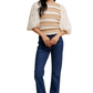 Puff Sleeve Ruffle Trim Soft Floral Pattern Top