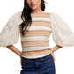Puff Sleeve Ruffle Trim Soft Floral Pattern Top