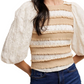 Puff Sleeve Ruffle Trim Soft Floral Pattern Top