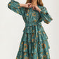 Tiered Ruffle Midi Dress with Belted Waist