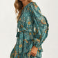 Tiered Ruffle Midi Dress with Belted Waist