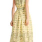 Printed Midi Sundress Square Neck Tie Waist Full Skirt Side Pockets