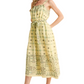 Printed Midi Sundress Square Neck Tie Waist Full Skirt Side Pockets
