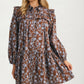 Floral Ruffle Tiered Mini Dress With Long Sleeves
